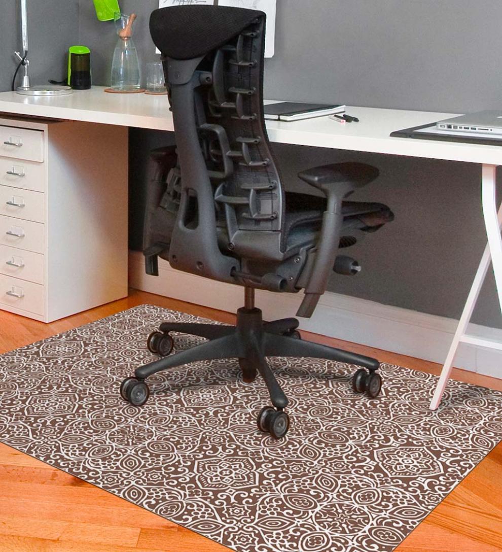 Plow & Hearth Area Rugs Indoor Living Arabesque Desk Chair Mat - Chocolate