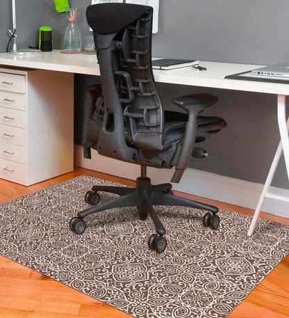Plow & Hearth Area Rugs Indoor Living Arabesque Desk Chair Mat - Chocolate