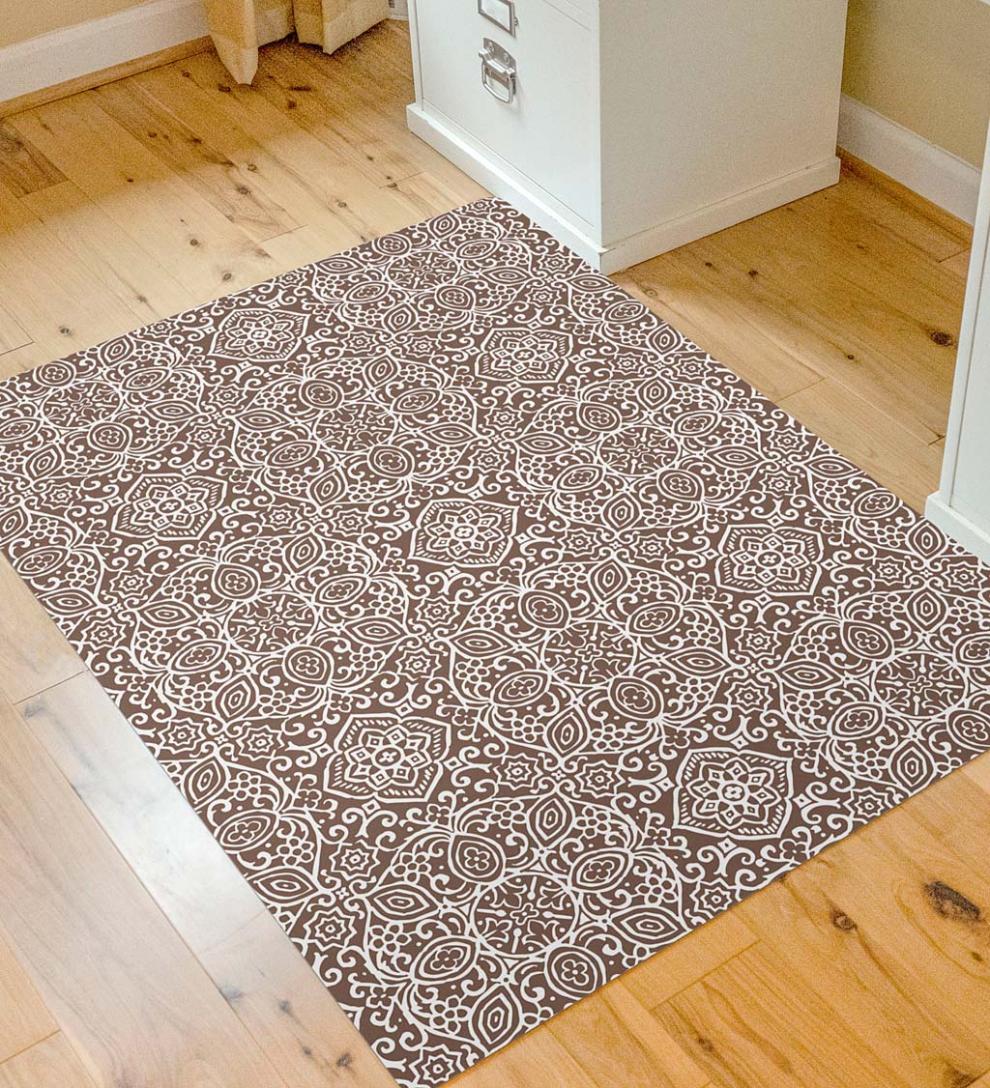 Plow & Hearth Area Rugs Indoor Living Arabesque Desk Chair Mat - Chocolate