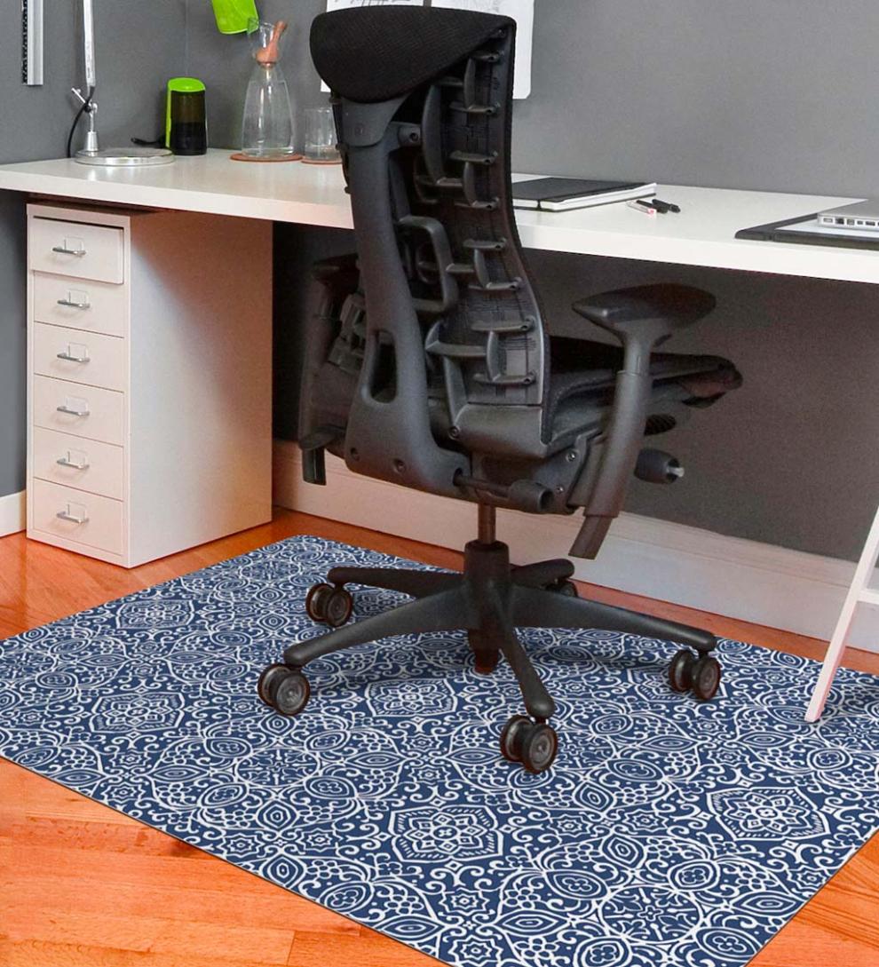 Plow & Hearth Area Rugs Indoor Living Arabesque Desk Chair Mat - Chocolate
