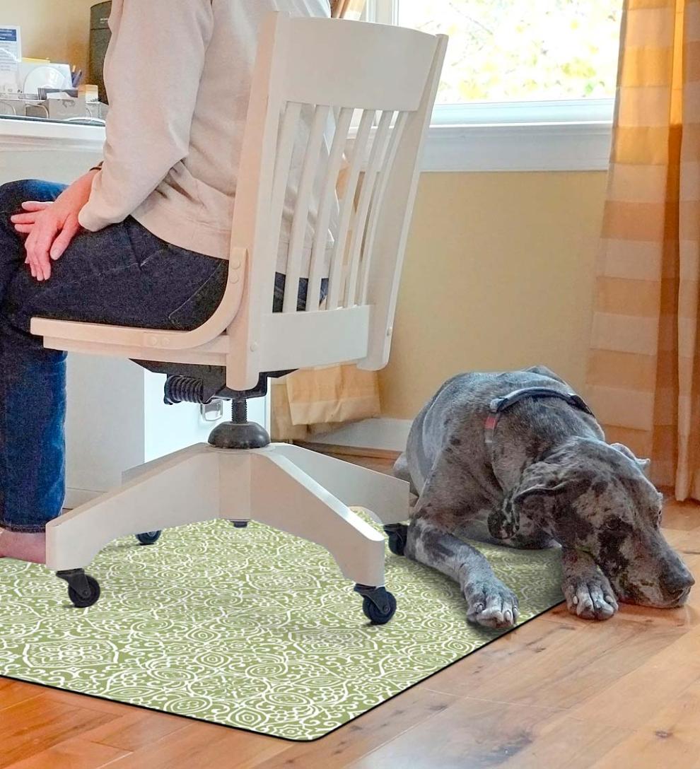 Plow & Hearth Area Rugs Indoor Living Arabesque Desk Chair Mat - Chocolate