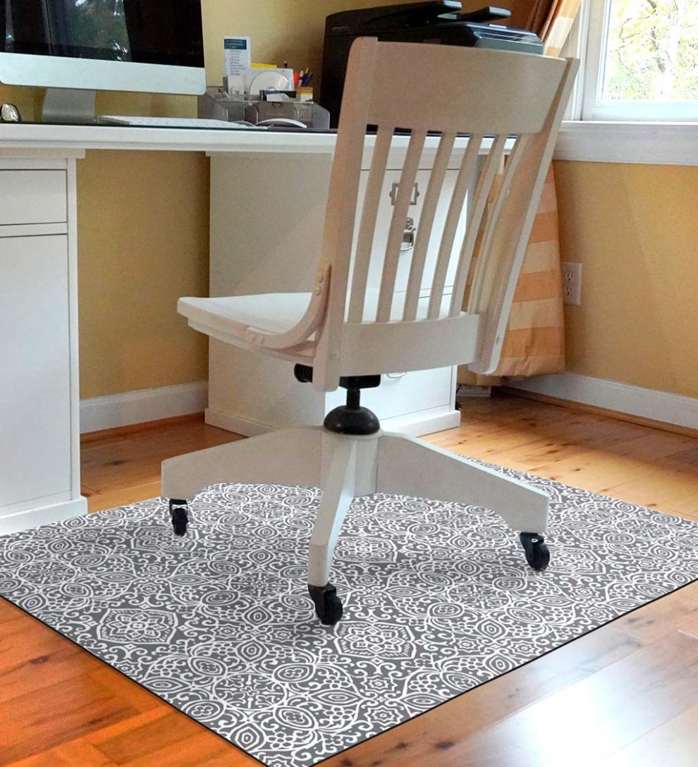 Plow & Hearth Area Rugs Indoor Living Arabesque Desk Chair Mat - Chocolate