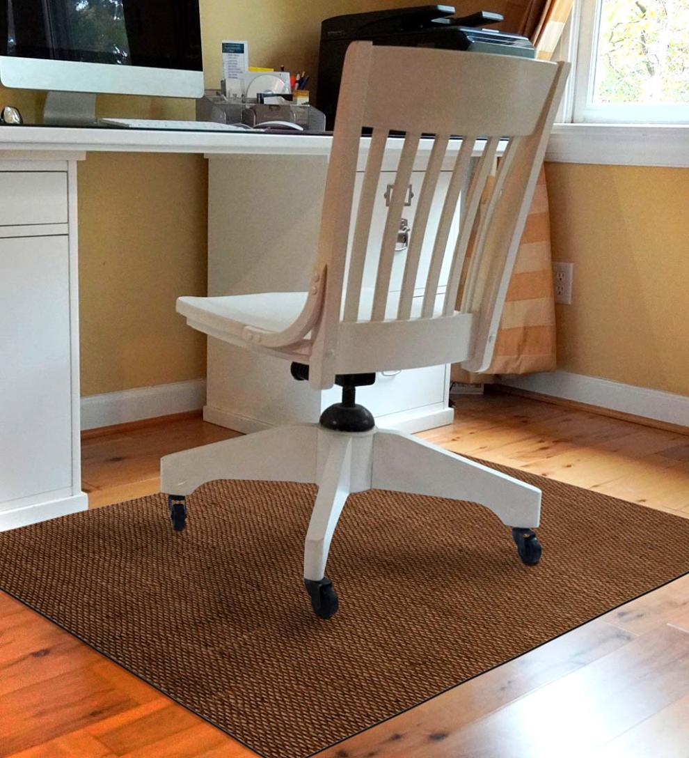 Plow & Hearth Area Rugs Indoor Living Burbury Weave Desk Chair Mat - Chocolate