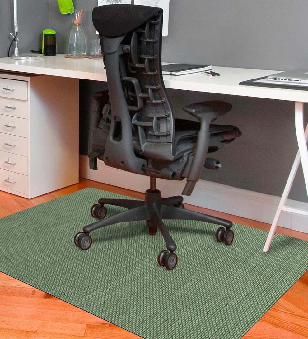 Plow & Hearth Area Rugs Indoor Living Burbury Weave Desk Chair Mat - Chocolate