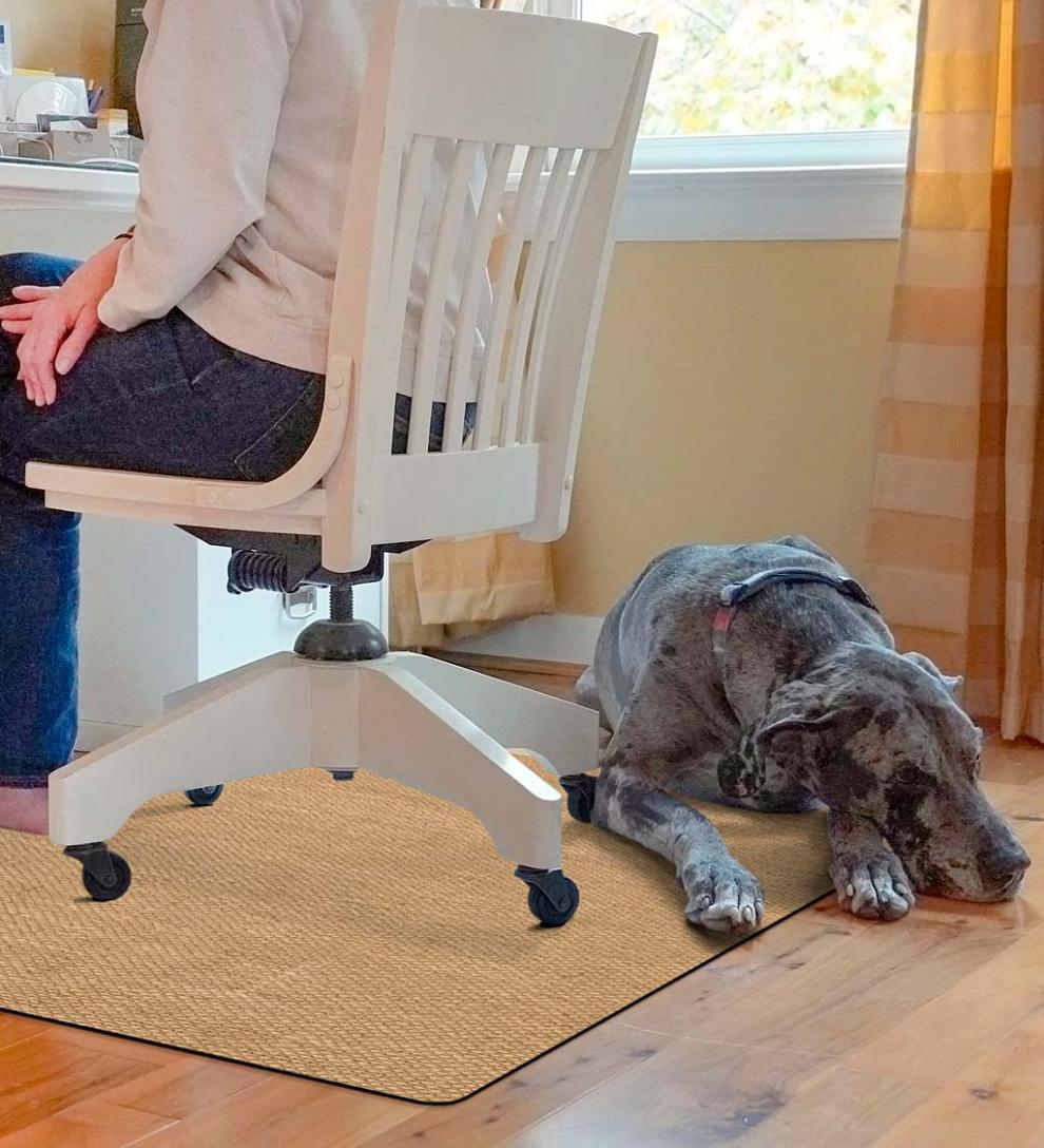 Plow & Hearth Area Rugs Indoor Living Burbury Weave Desk Chair Mat - Chocolate