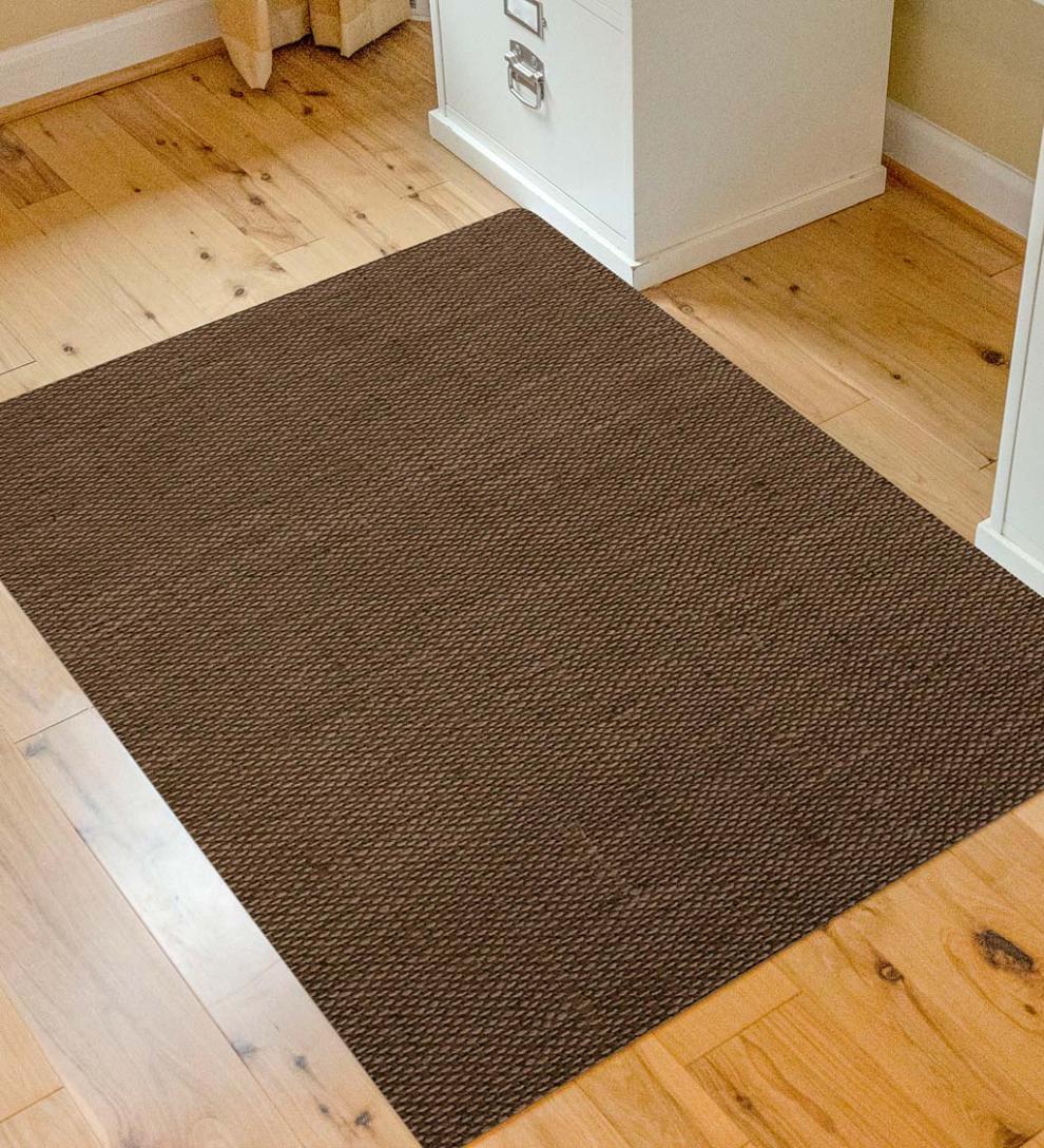 Plow & Hearth Area Rugs Indoor Living Burbury Weave Desk Chair Mat - Chocolate