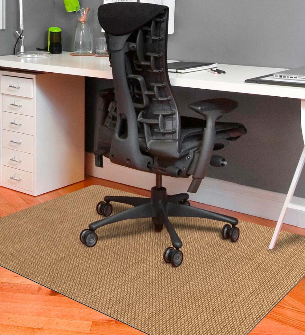 Plow & Hearth Area Rugs Indoor Living Burbury Weave Desk Chair Mat - Chocolate