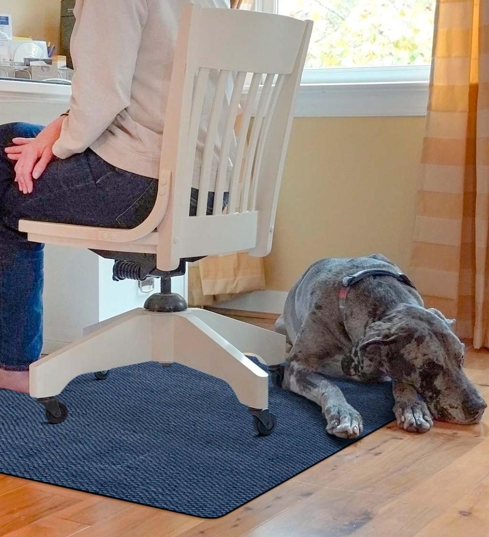 Plow & Hearth Area Rugs Indoor Living Burbury Weave Desk Chair Mat - Chocolate