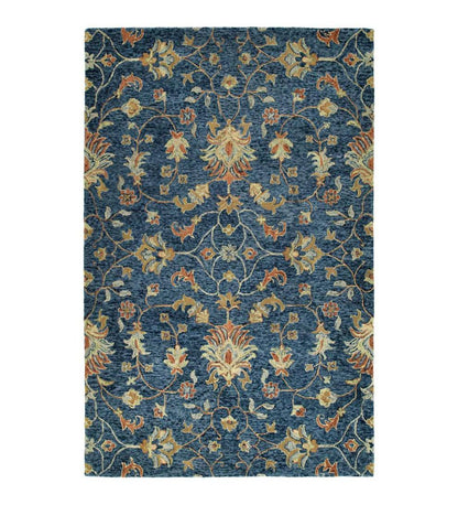 Plow & Hearth Area Rugs Indoor Living Carmona Denim Wool Rug