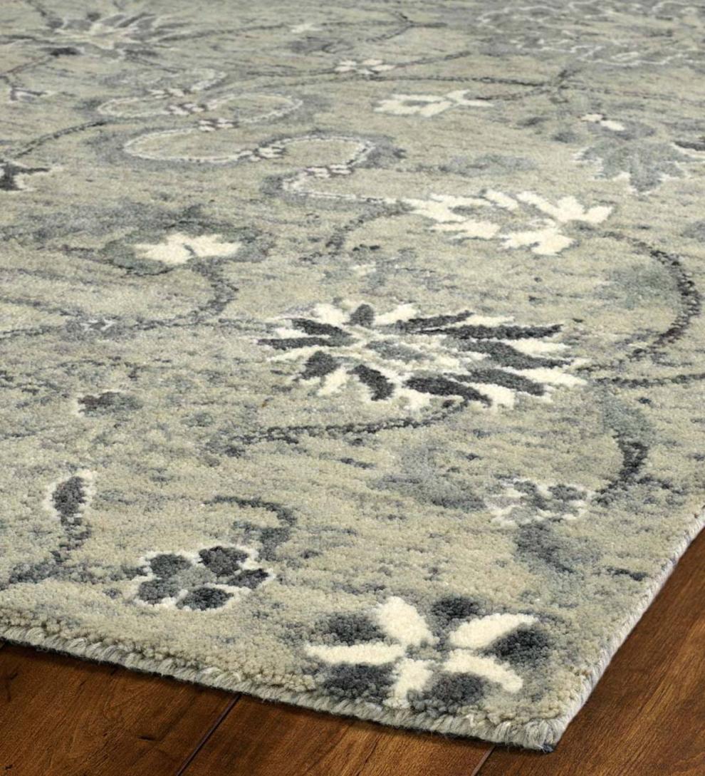 Plow & Hearth Area Rugs Indoor Living Carmona Gray Wool Rug