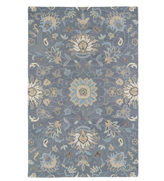Plow & Hearth Area Rugs Indoor Living Graphite Meadow Floral Vine Wool Rugs