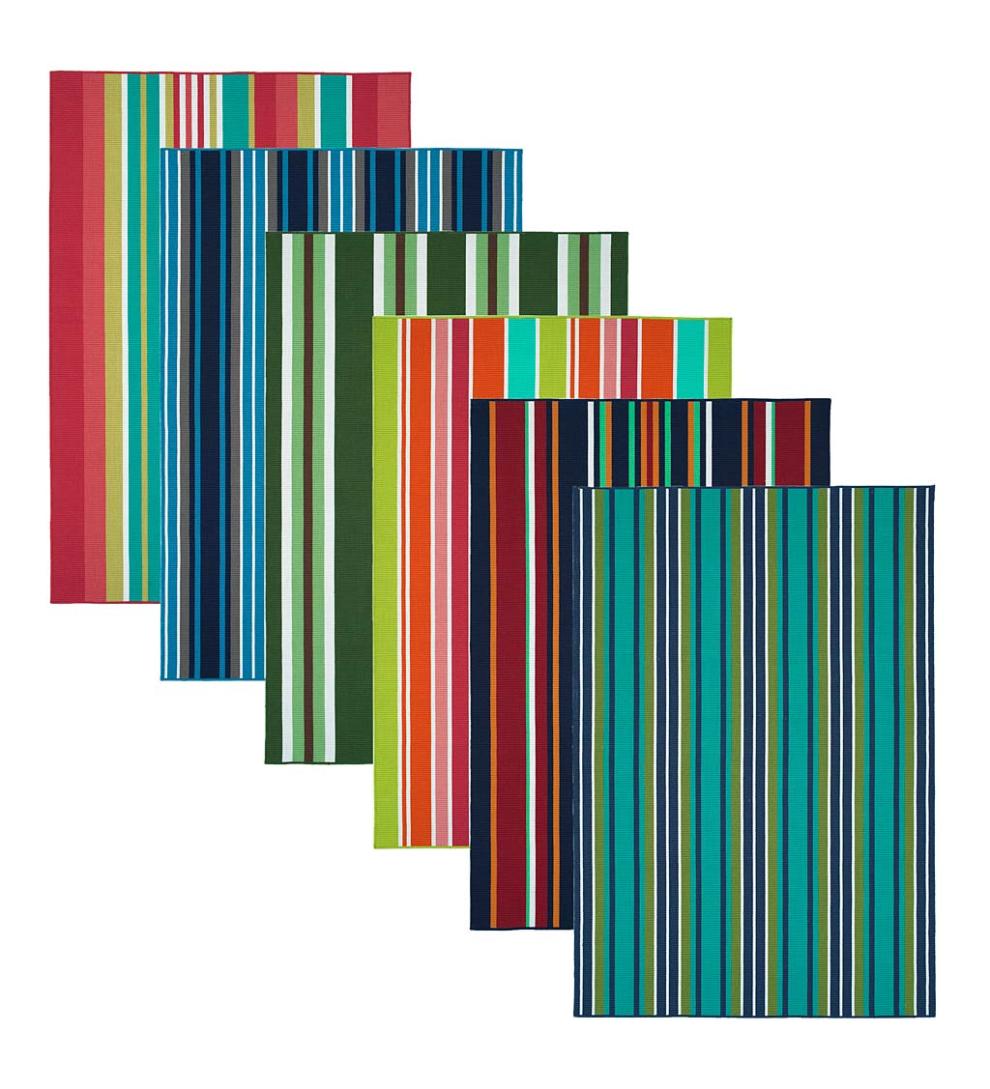 Plow & Hearth Area Rugs Indoor Living Indoor/Outdoor Dorset Stripe Textured Polyester Rug