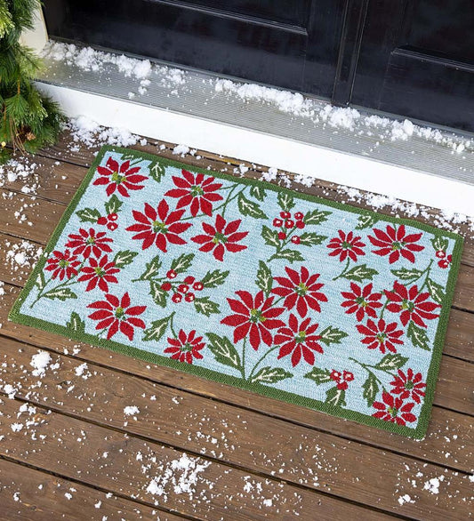 Plow & Hearth Area Rugs Indoor Living Indoor/Outdoor Poinsettia Hooked Polypropylene Accent Rug