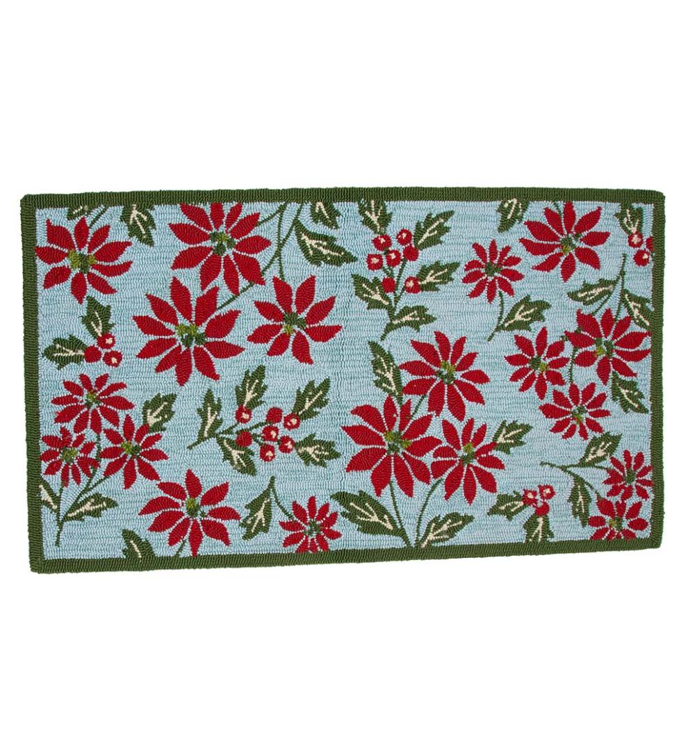 Plow & Hearth Area Rugs Indoor Living Indoor/Outdoor Poinsettia Hooked Polypropylene Accent Rug