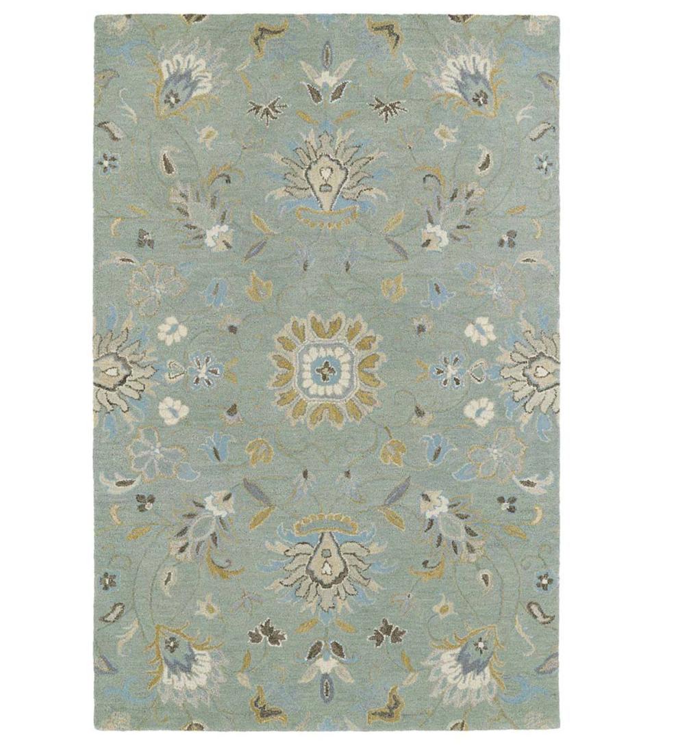 Plow & Hearth Area Rugs Indoor Living Mint Meadow Floral Vine Wool Rugs
