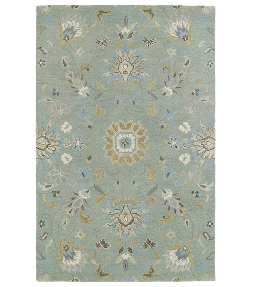 Plow & Hearth Area Rugs Indoor Living Mint Meadow Floral Vine Wool Rugs