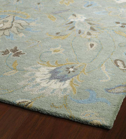 Plow & Hearth Area Rugs Indoor Living Mint Meadow Floral Vine Wool Rugs