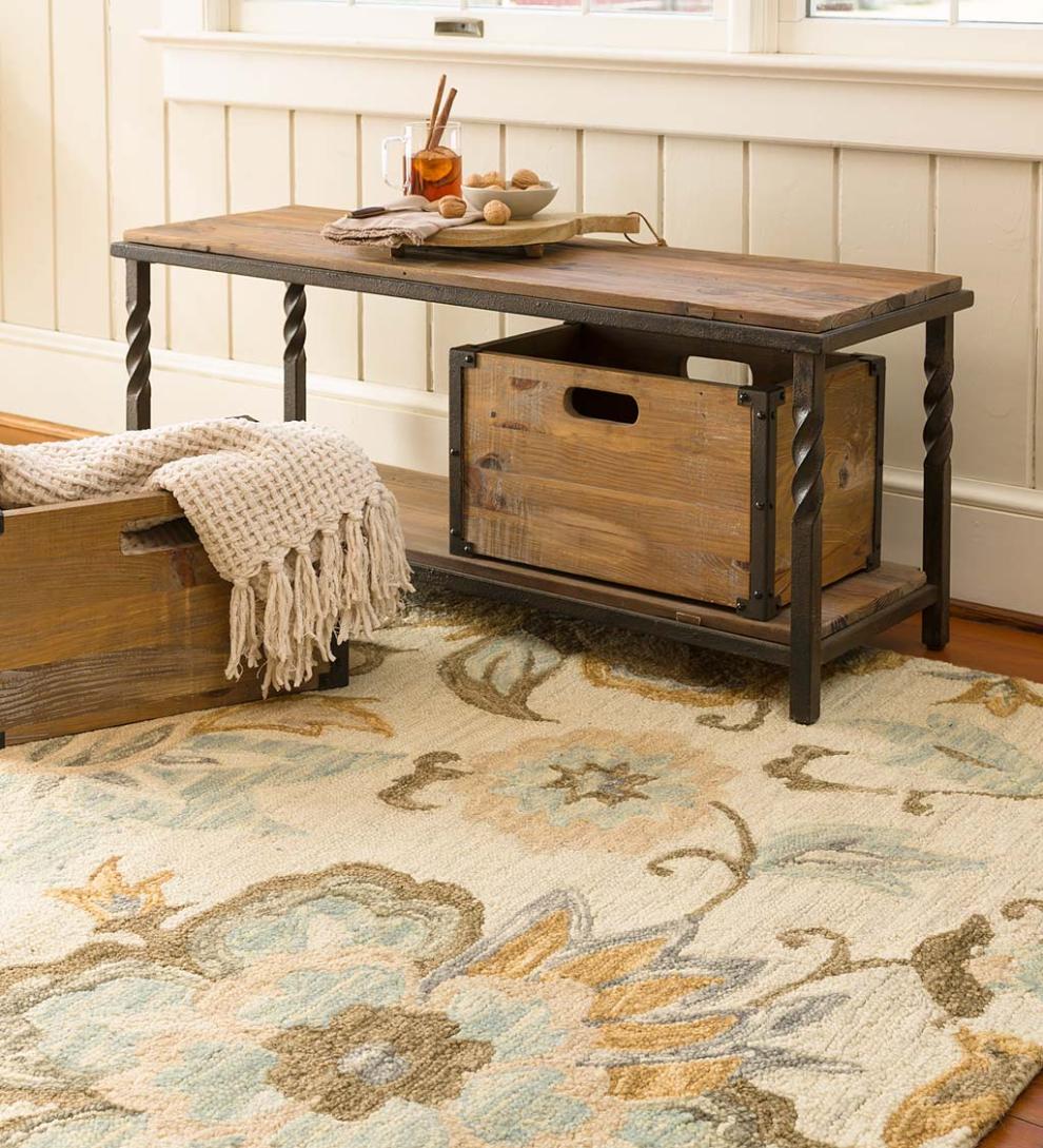 Plow & Hearth Area Rugs Indoor Living Parkside Wool Floral Rug