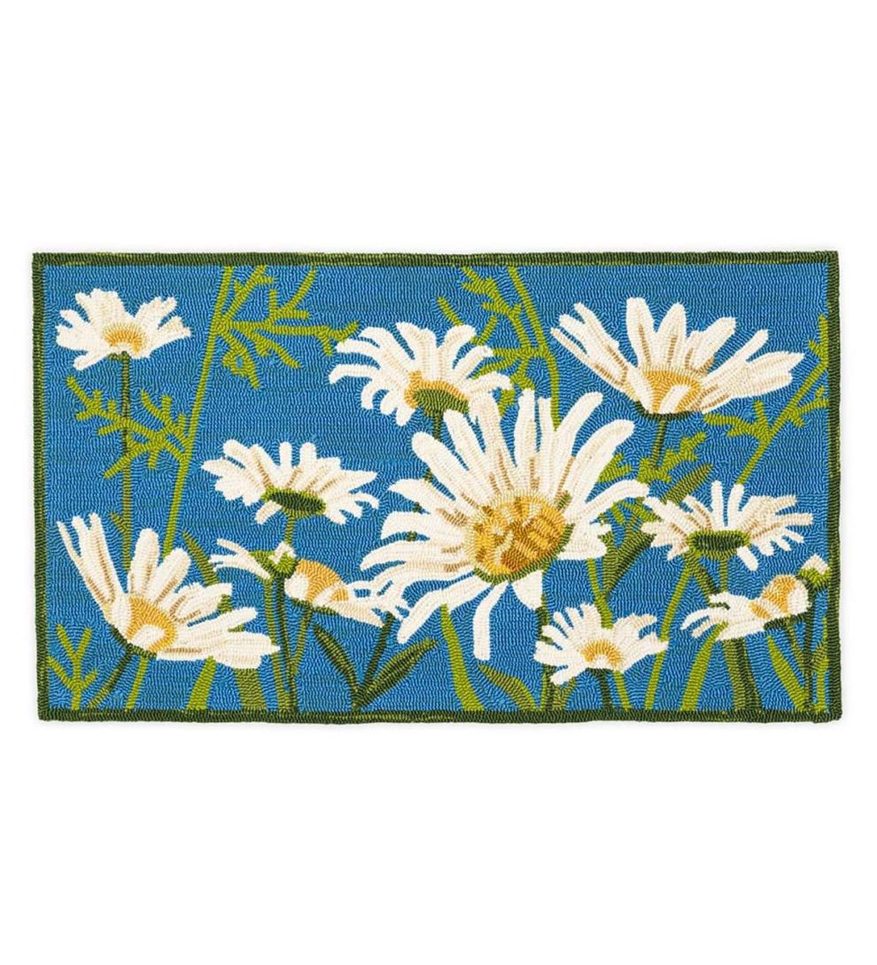 Plow & Hearth Bath Accessories Indoor Living Daisies Indoor/Outdoor Accent Rug