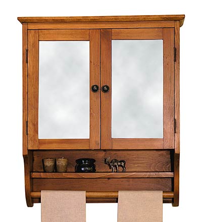 Plow & Hearth Bath Accessories Indoor Living Monterey Mirrored Cabinet, Made In Usa - Avocado Green