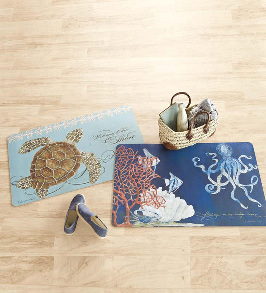Plow & Hearth Bath Accessories Indoor Living Nautical Floor Mat - Octopus