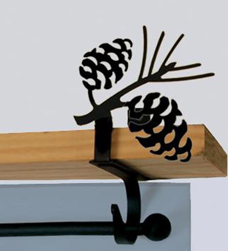 Plow & Hearth Bath Accessories Indoor Living Usa-Made Wrought Iron Curtain Shelf Brackets - Bear