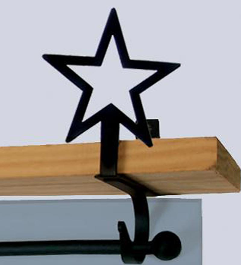 Plow & Hearth Bath Accessories Indoor Living Usa-Made Wrought Iron Curtain Shelf Brackets - Bear