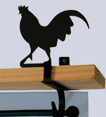 Plow & Hearth Bath Accessories Indoor Living Usa-Made Wrought Iron Curtain Shelf Brackets - Bear