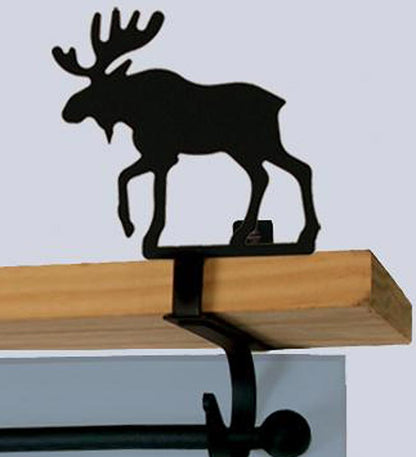 Plow & Hearth Bath Accessories Indoor Living Usa-Made Wrought Iron Curtain Shelf Brackets - Bear