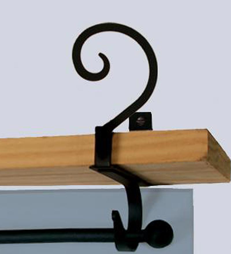 Plow & Hearth Bath Accessories Indoor Living Usa-Made Wrought Iron Curtain Shelf Brackets - Bear