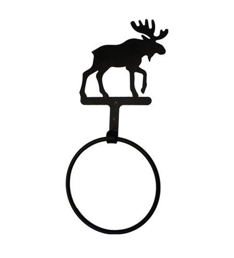 Plow & Hearth Bath Accessories Indoor Living Usa-Made Wrought Iron Decorative Towel Ring - Bear
