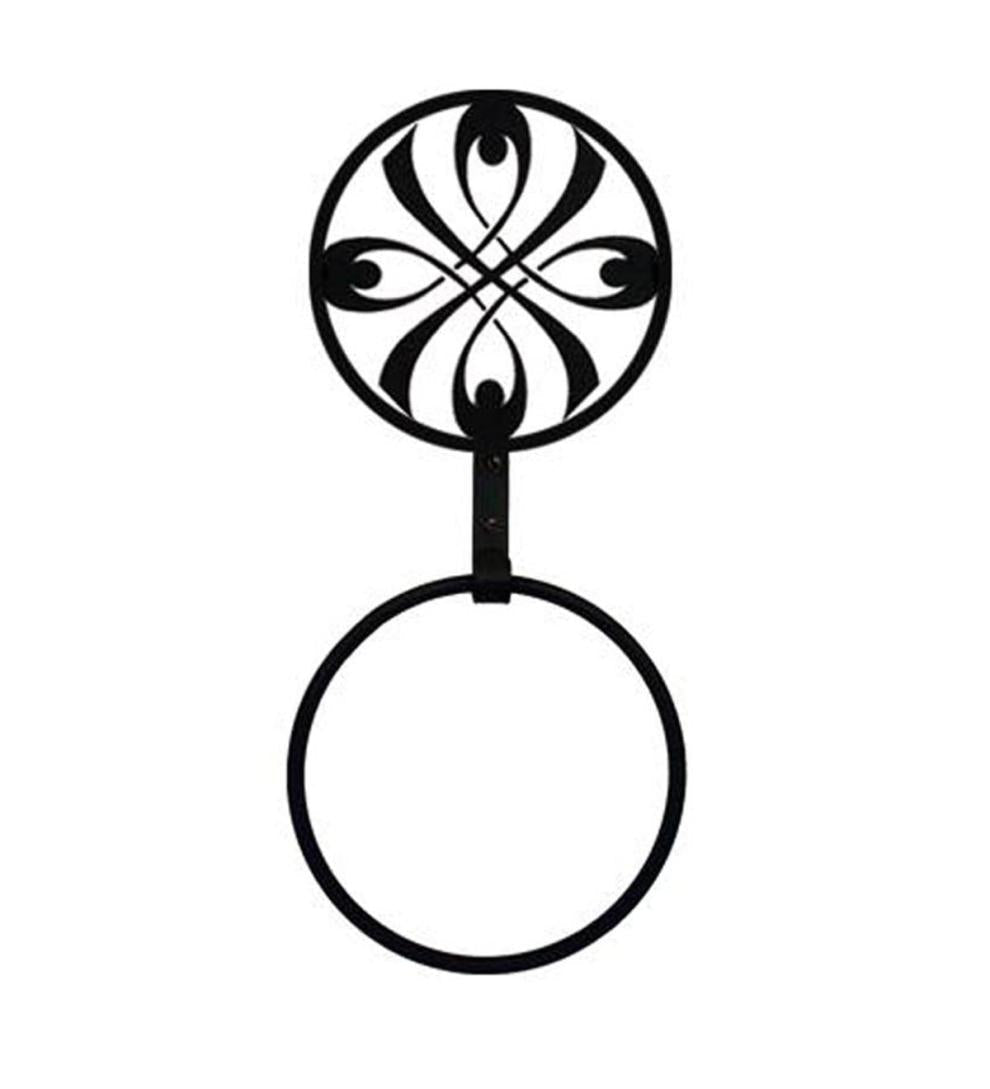 Plow & Hearth Bath Accessories Indoor Living Usa-Made Wrought Iron Decorative Towel Ring - Bear