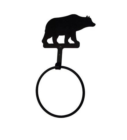 Plow & Hearth Bath Accessories Indoor Living Usa-Made Wrought Iron Decorative Towel Ring - Bear