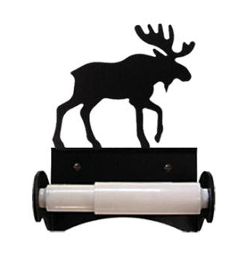 Plow & Hearth Bath Accessories Indoor Living Usa-Made Wrought Iron Roller-Style Toilet Paper Holder - Bear