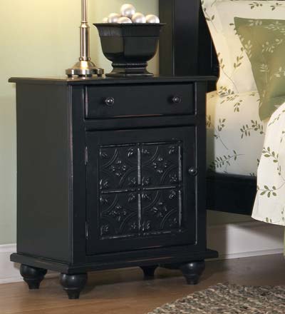 Plow & Hearth Bedroom Furniture Indoor Living Bedside Chest With Punched Tin Door - Avocado Green
