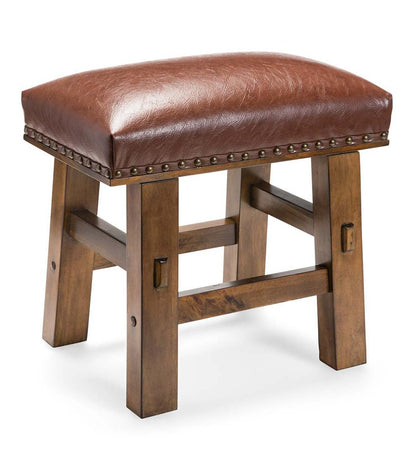 Plow & Hearth Bedroom Furniture Indoor Living Canyon Brown Leather Footstool
