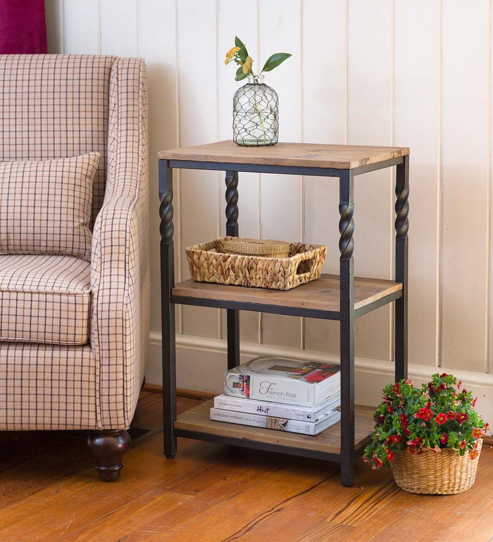 Plow & Hearth Bedroom Furniture Indoor Living Deep Creek End Table With Shelves