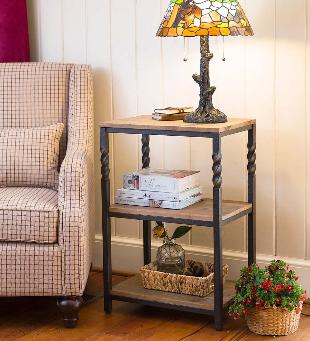 Plow & Hearth Bedroom Furniture Indoor Living Deep Creek End Table With Shelves