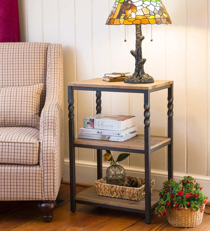 Plow & Hearth Bedroom Furniture Indoor Living Deep Creek End Table With Shelves
