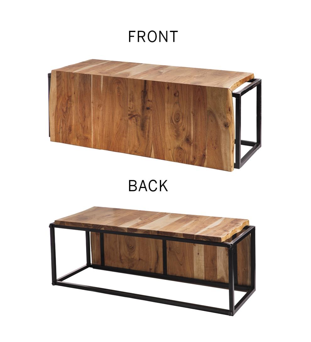 Plow & Hearth Bedroom Furniture Indoor Living Live-Edge Acacia Wood Waterfall Bench