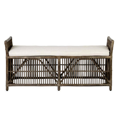 Plow & Hearth Bedroom Furniture Indoor Living Winston Double Rattan Bench With Cushion