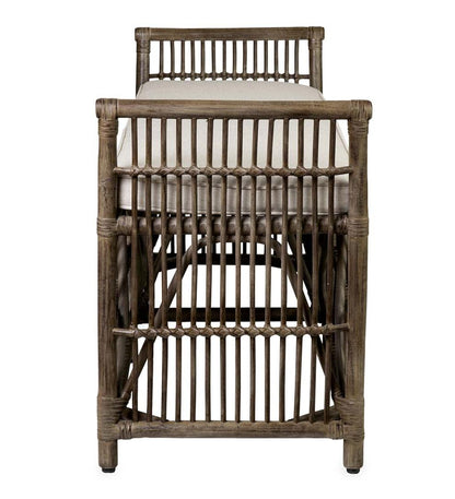 Plow & Hearth Bedroom Furniture Indoor Living Winston Double Rattan Bench With Cushion