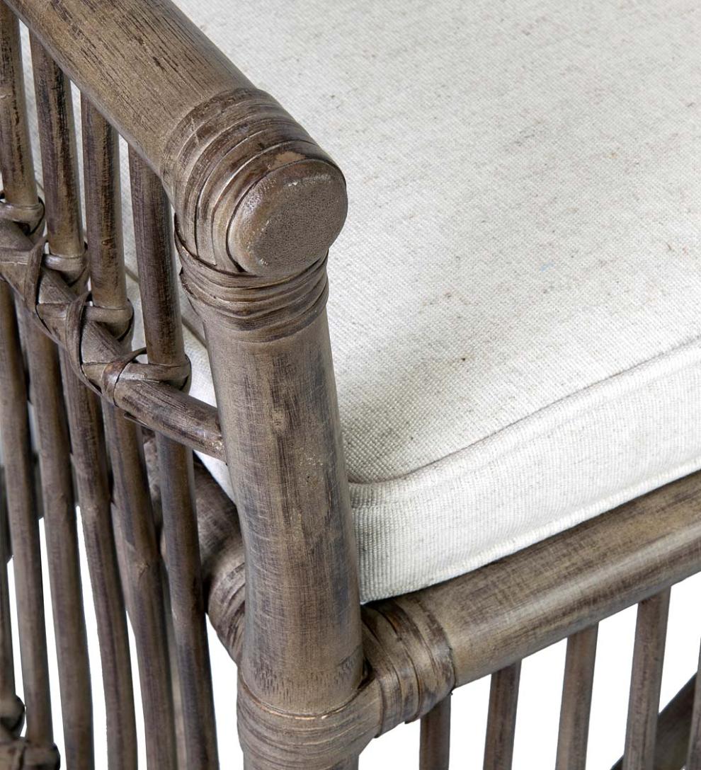 Plow & Hearth Bedroom Furniture Indoor Living Winston Double Rattan Bench With Cushion