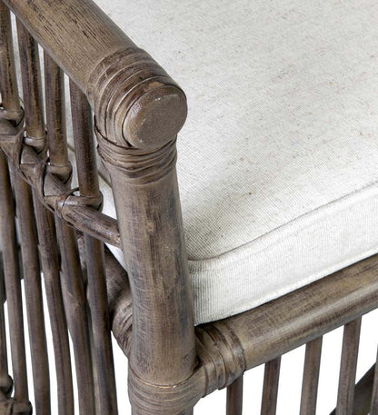 Plow & Hearth Bedroom Furniture Indoor Living Winston Double Rattan Bench With Cushion