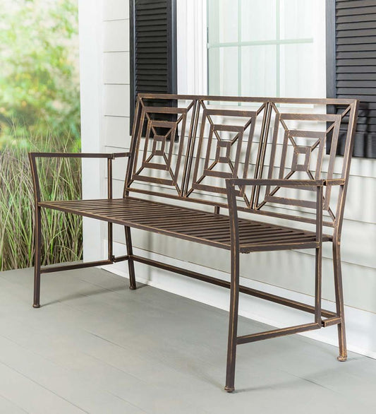 Plow & Hearth Benches & Chairs Outdoor Living Bronze Metal Garden Bench - Bronze