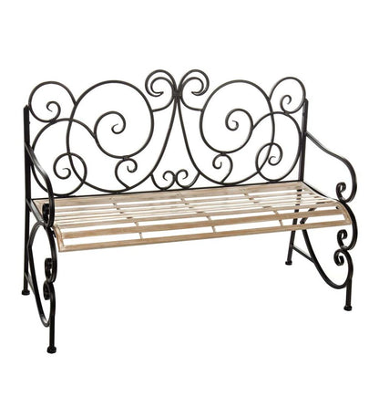Plow & Hearth Benches & Chairs Outdoor Living European Style Scroll Metal Garden Bench