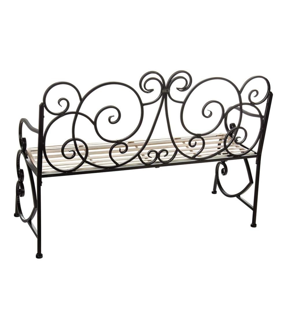 Plow & Hearth Benches & Chairs Outdoor Living European Style Scroll Metal Garden Bench