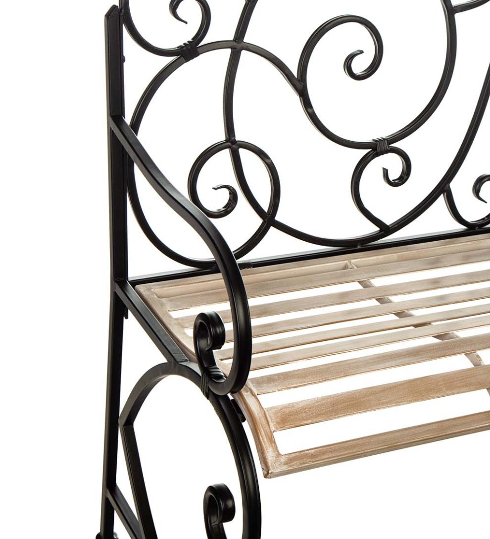 Plow & Hearth Benches & Chairs Outdoor Living European Style Scroll Metal Garden Bench