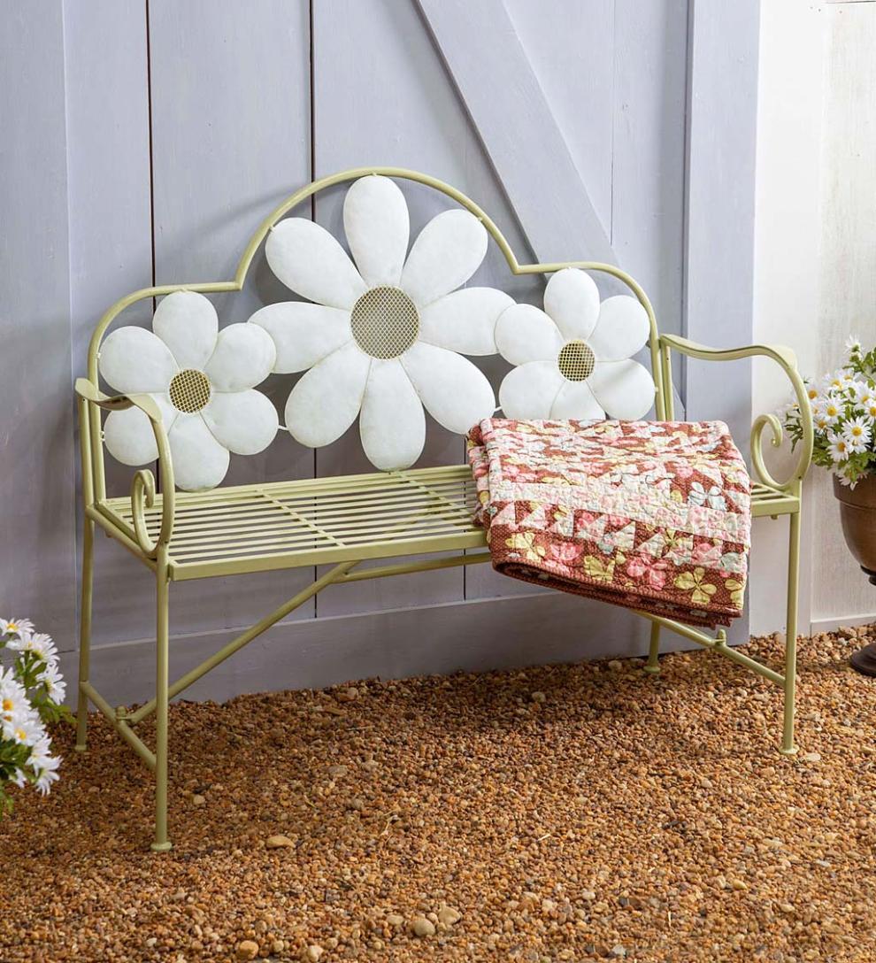 Plow & Hearth Benches & Chairs Outdoor Living Floral Metal Garden Bench