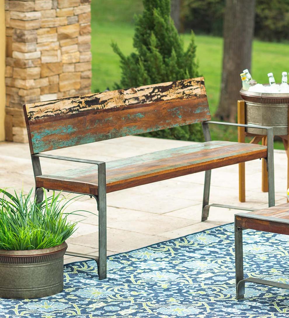 Plow & Hearth Benches & Chairs Outdoor Living Greenwich Reclaimed Wood Outdoor Furniture Collection